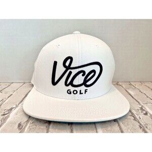 Vice Golf Snapback Hat White Black Script Logo "Embrace Your Vice" Adjustable